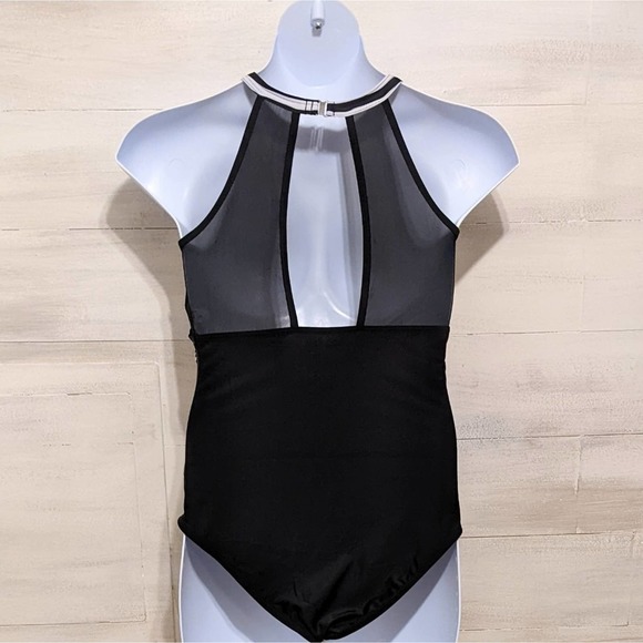 Tempt Me One Piece Black and White Striped Top Swimsuit Size L (10-12) NWT - Picture 2 of 2